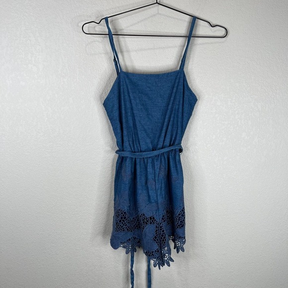 Alice + Olivia Pants - Alice + Olivia Women's Rosetta Chambray Butterfly Romper One Piece Blue Size 0